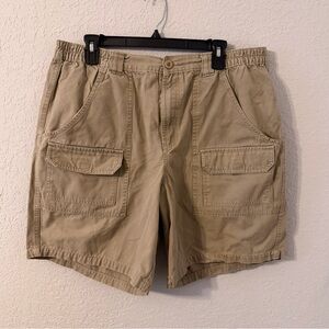 Basic Editions Tan Cargo Shorts with Elastic Waist button/zipper closure—D